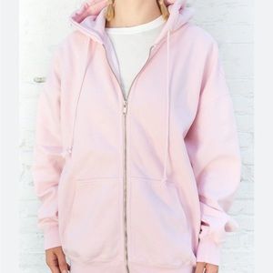 brandy melville light pink christy zip up hoodie